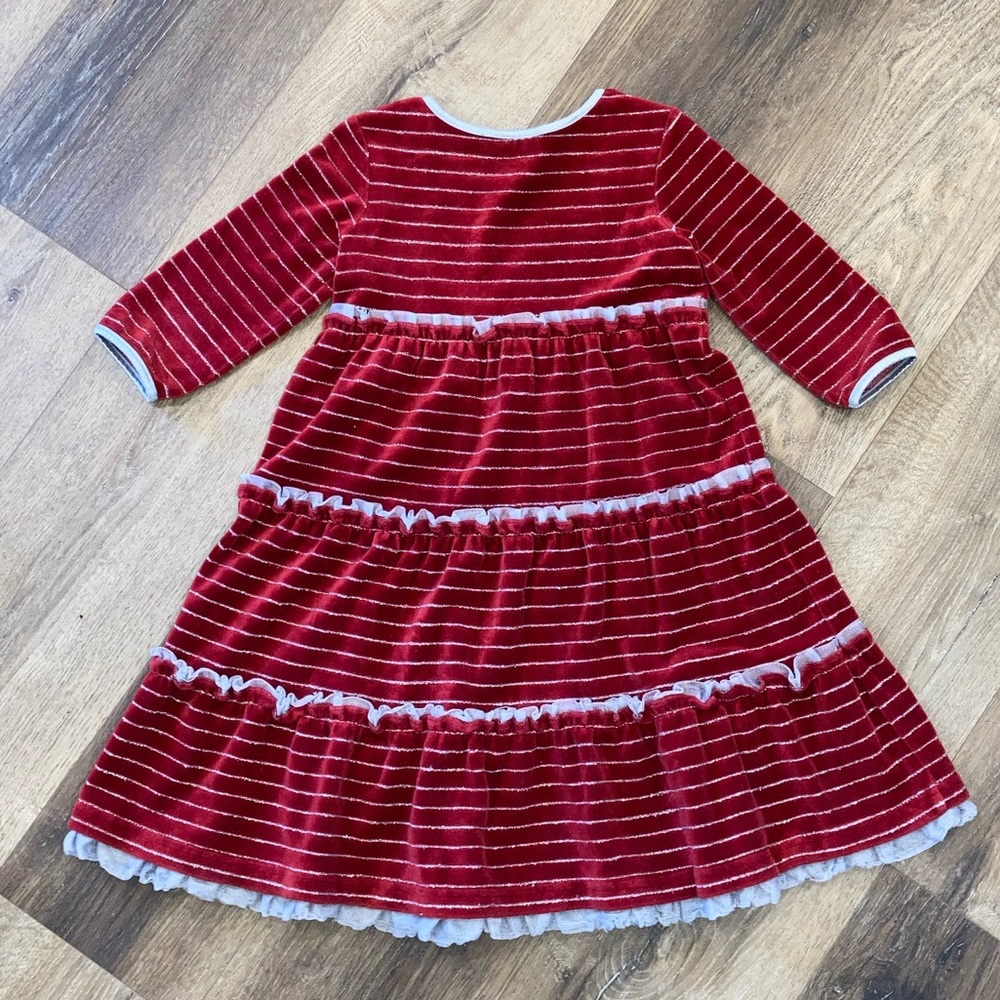 Hanna Andersson Red Velvet Dress Christmas Holiday Party Outfit Sparkle 4T - Picture 7 of 11